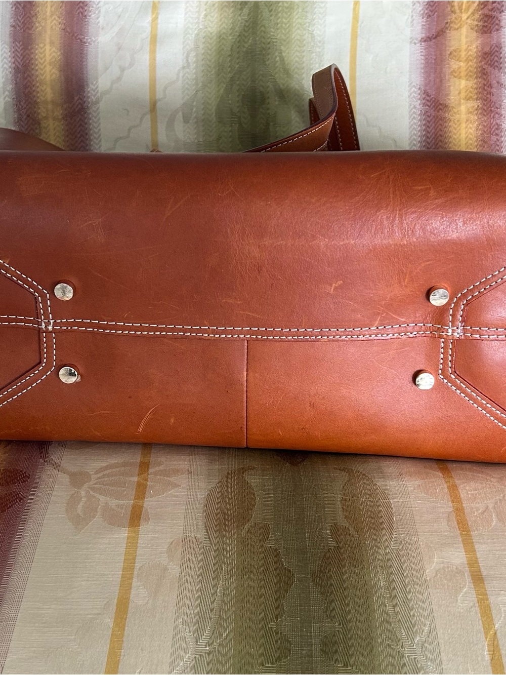 Classic Brown Leather Tote Bag 11" x 18" x 7" Beautiful Jay McGlaughlin - Picture 5 of 6